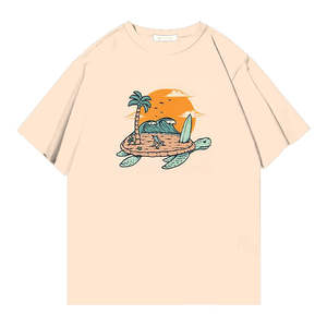 Camiseta de algodón 100% de 300GSM de alto gramaje para hombre, estilo oversize, hip hop, streetwear, corte holgado, cuello redondo, antipilling, estampado de dibujos animados, personalizada con DTG - Product Image 1