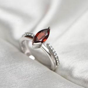 <b>Garnet</b> Marquise Cut Luxury Bridal <b>Ring</b> 925 Sterling <b>Silver</b> Handmade Gemstone <b>Ring</b> January Birthstone Wedding Engagement Party - Product Image 4