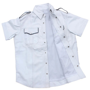 New Style Eco-Friendly Customizable <b>Mens</b> Leather <b>Shirts</b> Short Sleeve <b>Winter</b> Use High Quality - Product Image 5