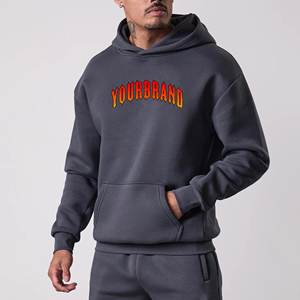 Hoodie sur mesure en coton 100% de haute qualité, poids lourd 400 g/m², coupe ample et courte pour homme - Product Image 1