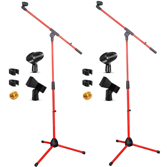 5 Core Mic Stand Floor Pair Adjustable 72" Tripod Microphone Stands w Extending Telescoping Boom Arm