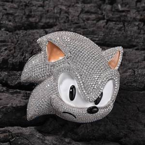Sonic the Hedgehog, Joyería de Acero Inoxidable con Baño de Plata y Moissanita, Estilo Hip Hop Unisex, Regalo para Fiestas - Product Image 3