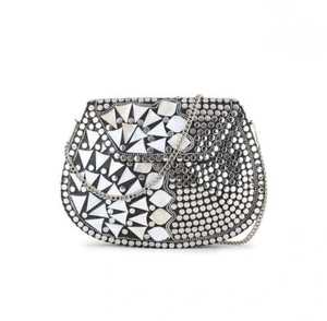 Silver-Plated Zinc Alloy Clutch <b>Bag</b> With Geometric <b>Stud</b> Design Fashion Handbag - Product Image 1