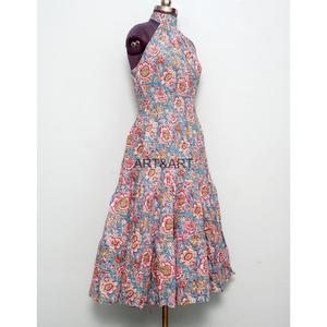 Printed Cotton Long off Shoulder Party Simple Beach Wear Maxi Dress for Women Floral Summer Washable Eco-Friendly Vintage - Product Image 4