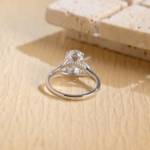 Split Shank 1Ct <b>Oval</b> Cut <b>Moissanite</b> Solitaire <b>Ring</b> 925 Silver With Rhodium Plated Anniversary Birthdays Charms Jewelry - Product Image 5