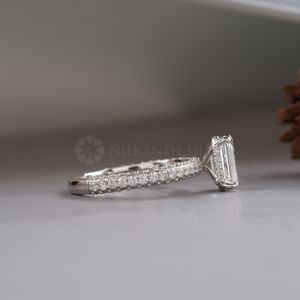 Trendy Design White Gold Pave <b>Ring</b> Baguette Cut Lab Created <b>Diamond</b> <b>Ring</b> with IGI Certified with VVS Clarity for Women for Sale - Product Image 2