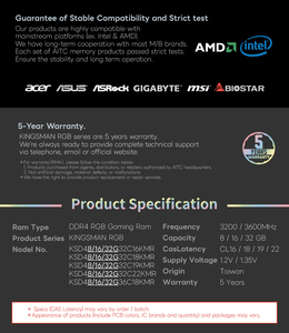[KINGSMAN] 8GB DDR4 RGB 3200MHz Gaming <b>RAM</b> for Desktop-Stock - Product Image 5