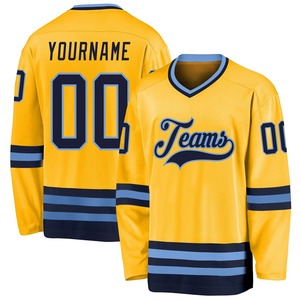 Custom Gold <b>Navy</b> Light Blue Hockey Jersey Sublimation Breathable Team Uniform Stitched Training Sportswear Men Youth New <b>Top</b> - Product Image 1