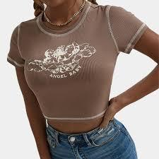 T-shirt court ample en coton épais pour femme, style streetwear tendance - Product Image 5