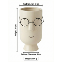 Vase Moderne en Céramique Brillante Façonné à la Main en Inde, 20 cm, Résistant aux Rayures, Écologique, pour Table, Maison, Pâques, Mariage