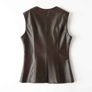 Chalecos de Cuero Clásicos sin Mangas para Hombre, Chaleco de Cuero Genuino de Piel de Vaca, Chaleco de Cuero a la Moda para Hombre - Product Image 2