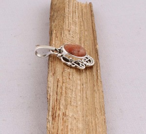 Pendentif en pierre de soleil naturelle, bijoux en argent sterling 925, pendentif en pierre précieuse scintillante fait à la main, style vintage, collier ovale en pierre de soleil - Product Image 4