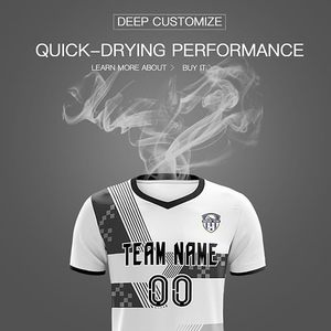 Uniforme de Fútbol Personalizable con Impresión por Transferencia de Calor, Resistente al Viento, Blanco y Negro, Manga Corta, Unisex, Adulto, Secado Rápido, Poliéster - Product Image 3