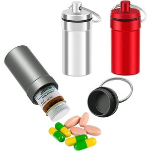 Paquete de 3 estuches impermeables de aluminio para pastillas de nitroglicerina, llavero de emergencia, contenedor de pastillas, soporte para botella, almacenamiento de medicamentos, fob - Product Image 1
