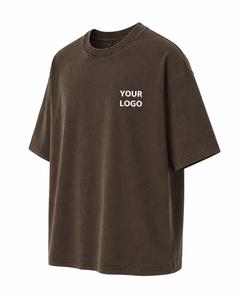 T-shirt en coton surdimensionné pour homme avec logo personnalisé, col rond, manches courtes, couleur unie, coupe décontractée, respirant, jersey, logo imprimé sur le devant - Product Image 2