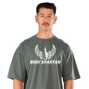 เสื้อยืดโอเวอร์ไซส์สีเขียวเซจสำหรับผู้ชาย ผ้าฝ้ายฟอก คอกลม ทรงหลวม สไตล์ลำลอง สตรีทแวร์ แฟชั่นไลฟ์สไตล์ เสื้อผ้าลำลอง - Product Image 2