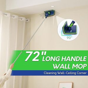 72 Inch Long <b>Handle</b> Wall Cleaner <b>Mop</b> with Foldable Panel Multi Surface Duster - Product Image 2