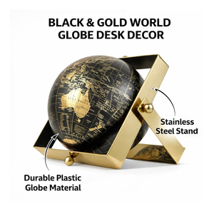 Globo terráqueo de escritorio premium de acero inoxidable y plástico |   Globo Terráqueo Decorativo para Escritorio de Oficina, Aula y Decoración del Hogar - Product Image 4