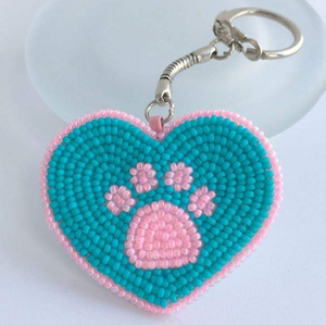 Porte-clés brodés à la main avec des perles de rocaille pour cadeaux, porte-clés brodés avec des perles de rocaille personnalisés, acceptation de conception personnalisée - Product Image 6