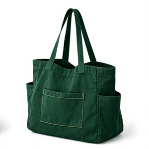 Promotional Dark Green Orange Shoulder Handled Canvas Beach <b>Bag</b> <b>Large</b> Capacity Eco friendly Reusable tote <b>bag</b> for <b>work</b> - Product Image 1