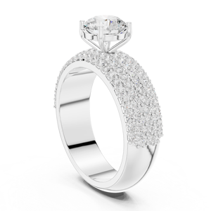 Anillo de Compromiso con Diamante Moissanite de Corte Redondo de 92.5 Quilates con Banda Pavé, Estilo Clásico, Joyería para Mujer - Product Image 4