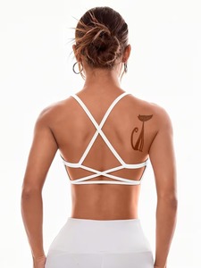 Women Seamless Ribbed Sports Bra Strappy Backless Gym Yoga Fitness <b>Crop</b> <b>Top</b> High Stretch Moisture Wicking Activewear Bra - Product Image 4