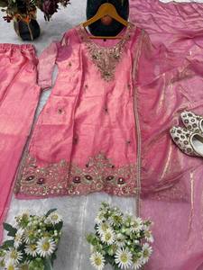 NUEVO LANZAMIENTO PARA LA FIESTA DEL EID: Conjunto de 3 Piezas de Top Moderno, Pantalón Palazzo y Dupatta para Mujer, Listo para Fiestas, Mangas Largas, Tela Brillante - Product Image 5