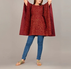 Dubai Style Islamic Women's <b>Kaftan</b> Abaya Handmade <b>Sequined</b> Applique Embroidery Flared Hem Long Sleeve V Neck Breathable Cotton - Product Image 2
