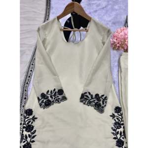 Hermoso conjunto de Top y traje Salwar para mujer con Fancy Dupatta para fiestas - Product Image 5