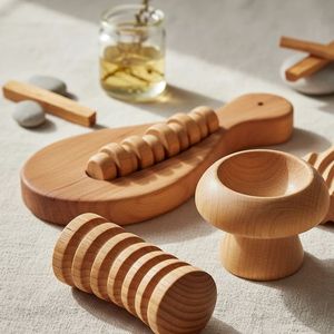Natural Beech Wood Body <b>Massage</b> Roller <b>Tool</b> Deep Tissue Muscle Relaxation Anti Cellulite Lymphatic Drainage Wooden Massager - Product Image 5