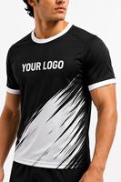 Ensemble d'uniformes de football unisexe personnalisables, noir et blanc, impression sublimée, col en V, manches courtes, polyester respirant et anti-transpiration