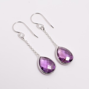 Pendientes de gota de enhebrador de Plata de Ley 925, piedras preciosas de corte de pera de amatista verde, joyería fina de boda bonita, Idea de regalo de exportador de confianza - Product Image 3