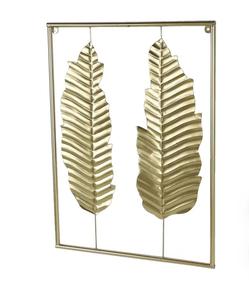 Modern Brass <b>Leaf</b> <b>Wall</b> Art Framed <b>Decorative</b> Design Gold Finish Metal Handmade Home <b>Decoration</b> - Product Image 1