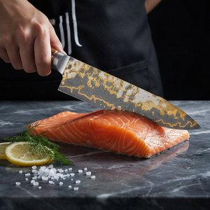Couteau de cuisine artisanal en acier damas cuivré avec motif superposé distinctif, manche personnalisé, artisanat de qualité supérieure, couteau de chef - Product Image 4