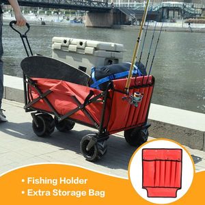 Carrello da Spiaggia Pieghevole in Acciaio Resistente, Carrello Multiuso per Campeggio e Giardino con Ruote Universali Regolabili - Product Image 2