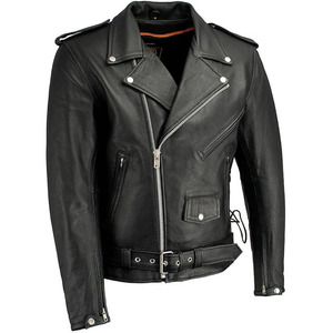 Chaqueta de Motocicleta de Cuero Negra Unisex SAMROZ SPORTS - Product Image 1