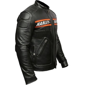 Chaqueta de motociclista de cuero genuino de vaca para hombre, chaqueta de motociclista personalizada para carreras, chaqueta de cuero con cuello alto y cremallera para motociclistas. - Product Image 1