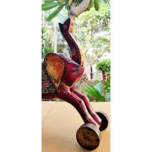 รูปปั้นช้างไม้รีไซเคิลแบบโบราณ รุ่น 1 งานประติมากรรมที่ไม่เหมือนใคร โดยร้านงานฝีมืออินเดีย - Product Image 1