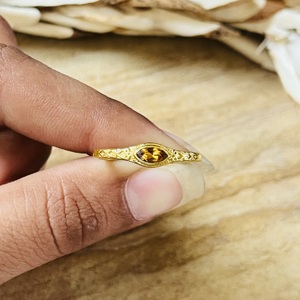 Latest Design <b>Citrine</b> <b>Ring</b> Dainty Floral Bands Boho Brass <b>Rings</b> Womens 18k Gold Plated Antique Pattern Jewelry Wholesale/OEM/ODM - Product Image 3