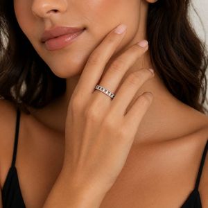 925 Sterling Silver Women's Eternity Band <b>Ring</b> with Cubic Zirconia Classic Minimalist High Polish Finish Wedding Party Daily - Product Image 4