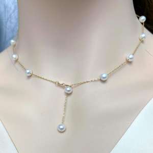 สร้อยคอมุกน้ำจืดทรงกลมขนาด 5-6 มม. รุ่น Starry Sky ดีไซน์เรียบหรู พรีเมียม เงินแท้ S925 ให้แสงสว่างสวยงามไร้ตำหนิ ด้วยความงดงามจากธรรมชาติ - Product Image 2