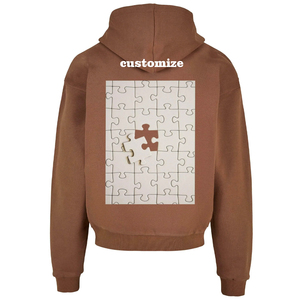 Sweat-shirt à capuche oversize pour homme, marron, en coton molletonné, coupe classique, poche avant, imprimé, décontracté, pour l'automne - Product Image 2