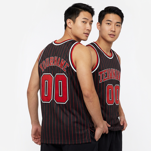 เสื้อบาสเก็ตบอลแบบกลับด้านได้ ผ้าตาข่ายโพลีเอสเตอร์ 100% พิมพ์ลายแบบระเหิด ระบายอากาศได้ดี เสื้อกล้ามสำหรับผู้ใหญ่ แบบยูนิเซ็กซ์ ลายทาง - Product Image 3