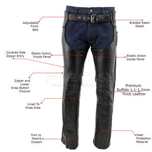 Chaps en cuir lavé pour hommes, vente en gros, faible MOQ, meilleure vente, excellente qualité - Product Image 3