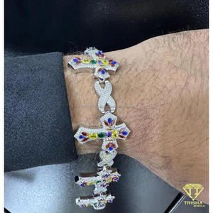 Pulsera de tenis de lujo moderna y clásica, chapada en oro rosa, con cruz y conexión infinita, con piedras brillantes multicolor cultivadas en laboratorio - Product Image 5