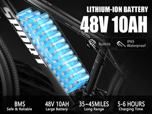 Bicicleta eléctrica de montaña con batería de litio de 48V 10AH y neumáticos de 26*2.215 pulgadas, disponible en almacén de la UE. - Product Image 5