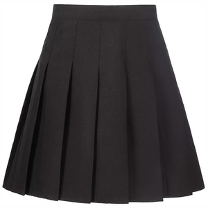 Women's Solid <b>Black</b> <b>Pleated</b> A-Line Mini <b>Skirt</b> Regular Waist Woven Fabric Luxury Asymmetrical Design Eco-Friendly - Product Image 3
