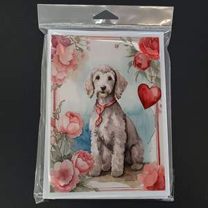 Bedlington Terrier caprichoso con rosas de San Valentín Paquete de 8 A7 Tamaño 5x7 Tarjetas de felicitación en blanco con sobres para escribir notas - Product Image 3