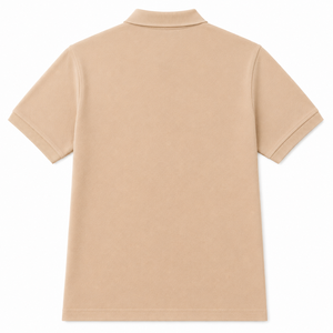 Camisa de Hombre Beige de Manga Corta, Poliéster Piqué, Formal, Color Sólido, Transpirable, Tejido de Punto, Corte Regular, Cierre de Cremallera, Bordada - Product Image 3