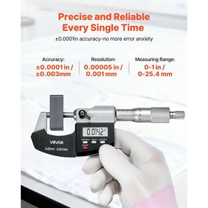 Ultra-Precision Digital <b>Micrometer</b> Set 0-1 Inch Measuring Range 0.00005" Resolution 0.0001 Accuracy LCD" - Product Image 2